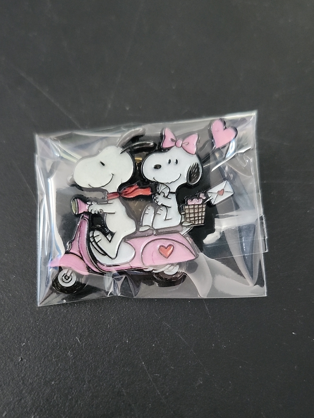 Peanuts Snoopy and Belle on a Pink Scooter Enamel Pin - Picture 4 of 4